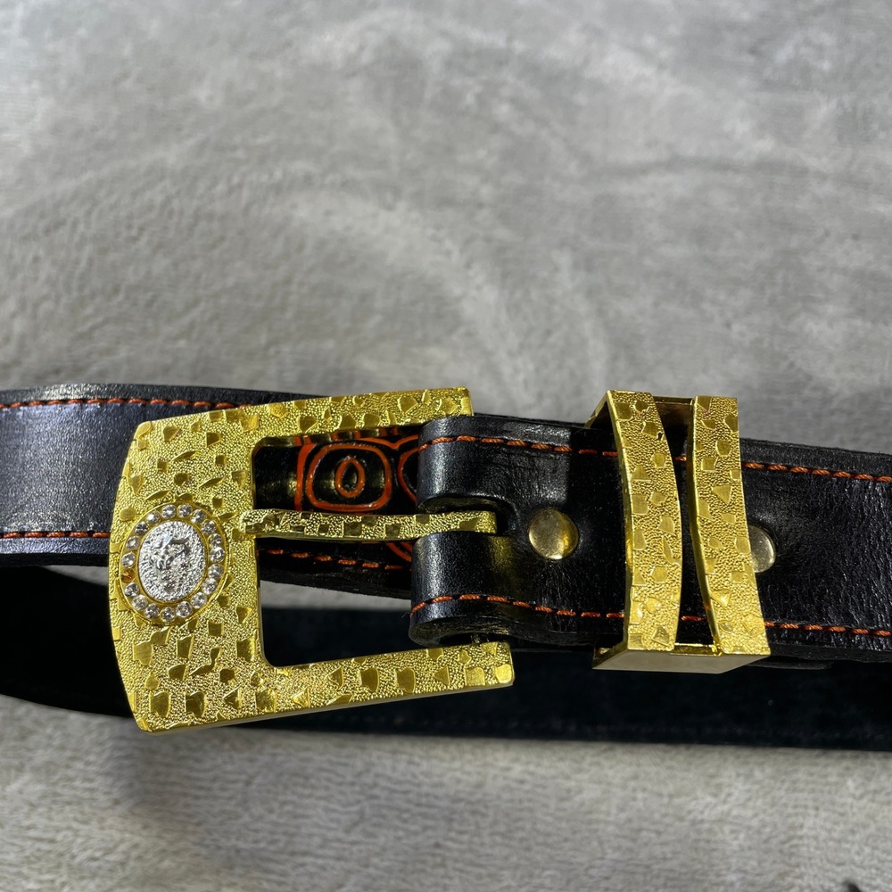 Oklahoma State Cowboys OSU Leather Belt Mens 38/40 Black Gold Western NCAA